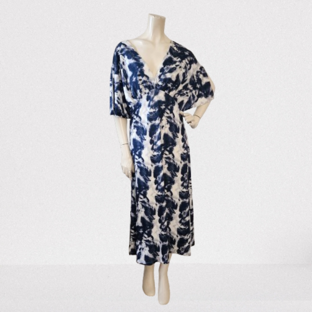Alexia Admor Midi Dress Womens L Blue Tie-Dye